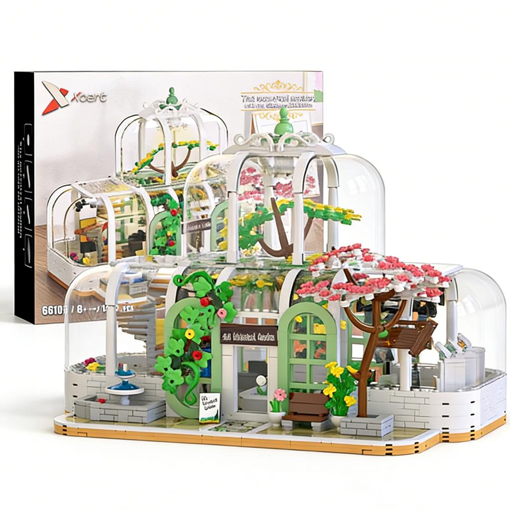 Blocos de Construção Jardim Botânico Não Tóxicos 1482 Peças Modelo Casa das Flores Cena de Rua Transparente Ornamento de Mesa Brinquedos Infantis Presentes de Feriado