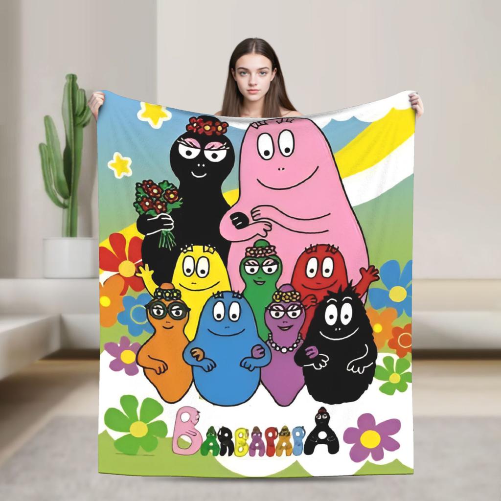 Barbapapa Barbamama Family  Flannel Blankets  Warm Throw Blanket for Bedroom Travel Pattern Bedspread Sofa Bed Cover