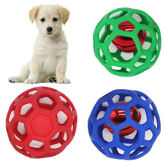 Dog Puppy Hollow Bell Tennis Ball Chew Scratch Playing Training Molar Pet Toy