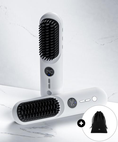 Volume Up Cordless Comb Hair Straightener Ceramic Heating Brush Straightener