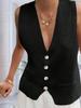 Women's Sleeveless Knit Sweater Vest V Neck Button Down Loose Waistcoat Cardigan