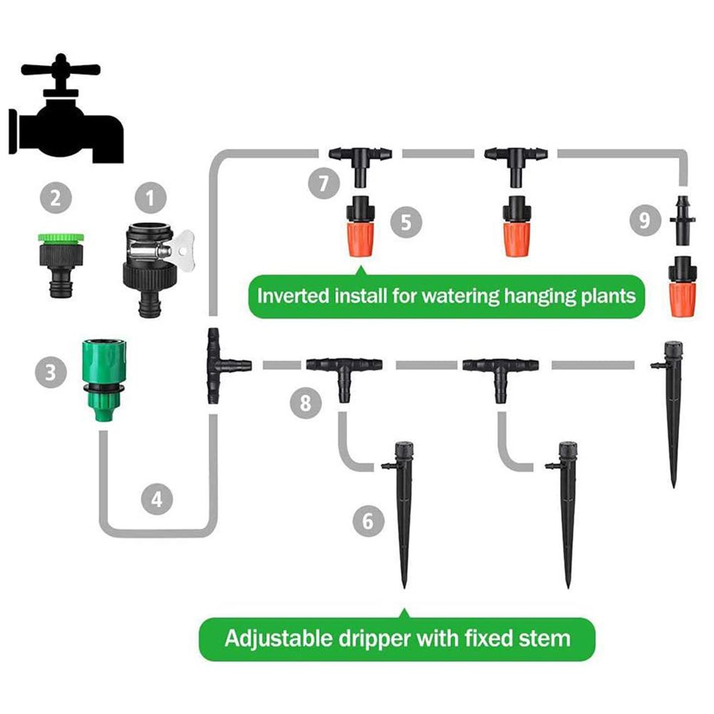 50pcs Irrigation Drippers 13cm Adjustable Drip Emitters 360 Degree Water Flow Drip Irrigation System