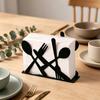 Yousheng Black Cutlery Table Napkin Holder Standing Metal Fork Spoon Cutter Tissue Stand Home Kitchen Dining Table Flatware Paper Towel Dispenser