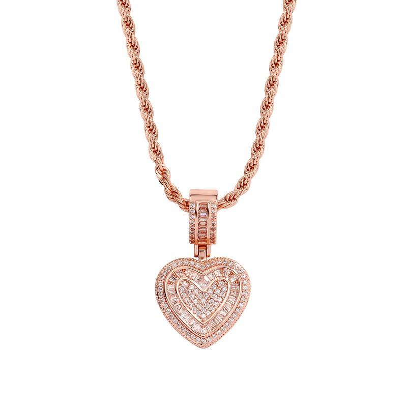 Heart Pendant Necklace Women Gold Plated Chain Hip Hop Jewelry Statement Choker Layered Accessory