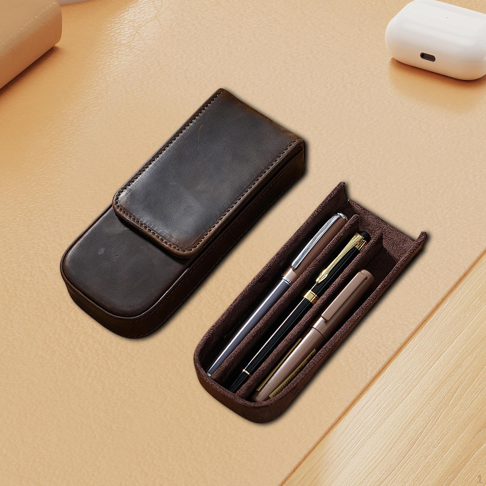 

Чохол для ручок із штучної шкіри 3S, захисний тримач, сумка ручної роботи для подарунка кавовий