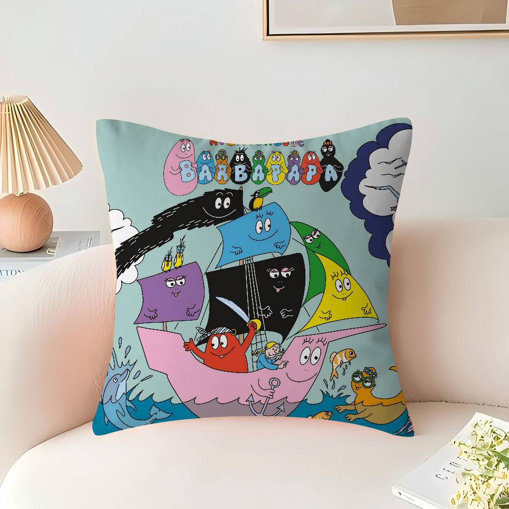 Les Barbapapa Familie Pillow Covers Cartoon Sofa Decorative Home Double-sided Printing Short Plush Cute Cushion Cover