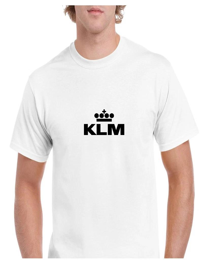 KLM Black Retro Logo Shirt Dutch Airline Aviation Geek White Cotton T-Shirt XL