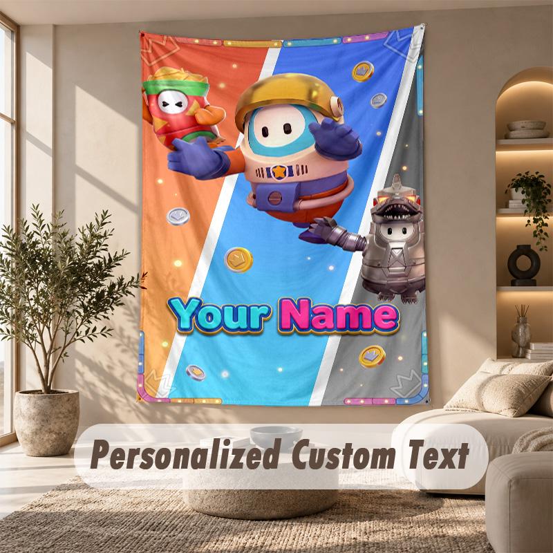 Fall Guys Tapestry, Personalized Custom Text, Wall Hanging Tapestry For Living Room Home Wall Decor