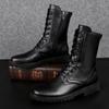 Cowhide Martin Boots Men's Leather Zipper High-top Men's Boots British Soft-soled Outdoor Autumn and Winter Cotton Men's Shoes Tooling Leather Boots