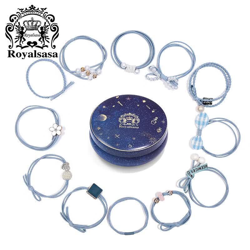 Royal Sasa 12-Piece Hair Tie Set синий