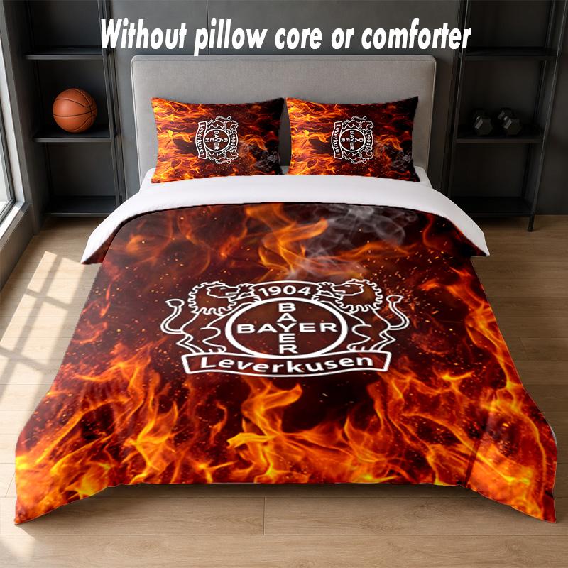 Set Biancheria da Letto Bayer Leverkusen Football Design 1 Copripiumino + 2 Federe Morbido Traspirante Biancheria da Letto per la Casa