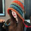 Cute Bear Plu Knitted Hat Womens Autumn Winter Large Head Circumference Face Slimming ColdProof Ear Protection Leon Fur Hat
