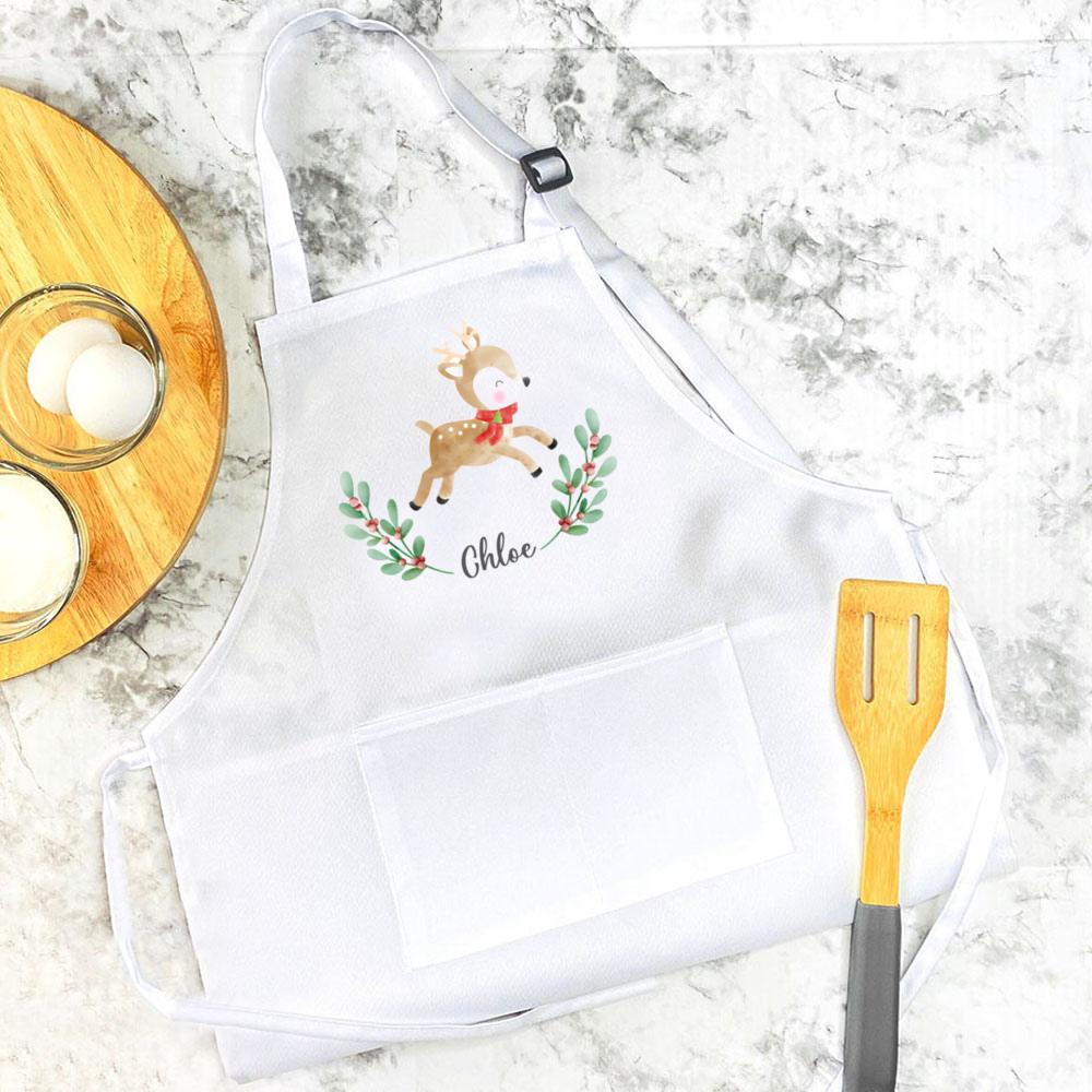 Персонализированный Рождественский Фартук Рождественский Праздничный Фартук для Готовки Выпечки Детский Подарок Индивидуальная Надпись с Именем Рождественский Фартук Детские Подарки