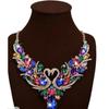 Damen Schmuckset mit künstlichen Diamanten, Halskette/Ohrringe, florale Damenkette