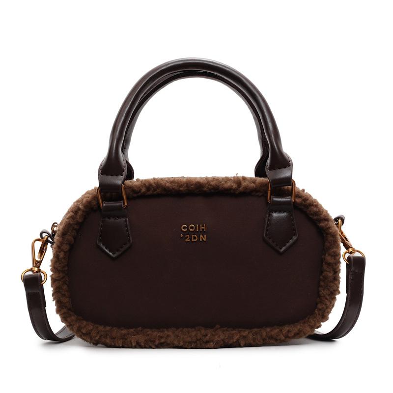 Vintage Suede Bag Women'S Fashion Messenger Bag Portable Bowling Bag