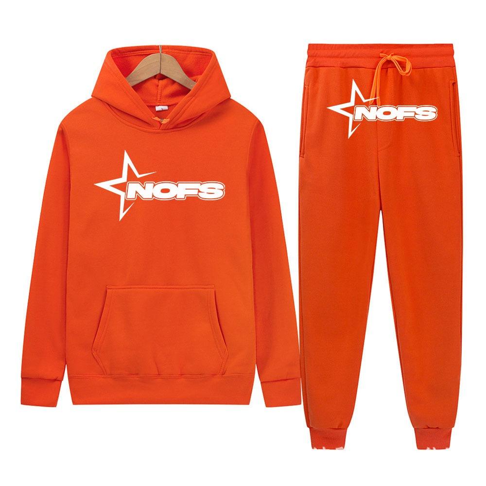 Neues hellblaues Set Y2K Herren-Set Streetwear Hip Hop Print Locker Hoodie Zweiteiliges Set