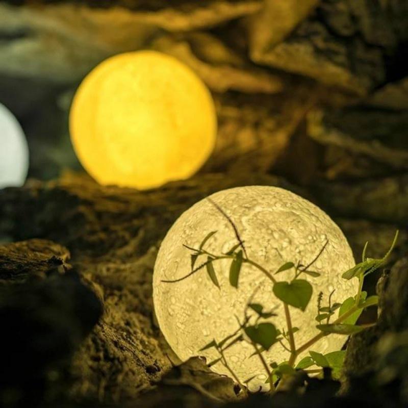3D Maan Nachtlampje Oplaadbare Maanlamp Slaapkamer Led Studeerkamer Tafellamp Warm Licht Bedlamp Bureaulamp Woondecoratie