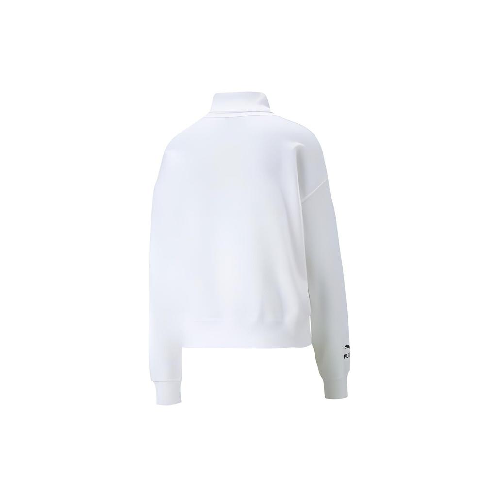 Puma Solid Color Print Letter Logo Hoodie Long Sleeve Sweatshirt Women Tops White 539271-02