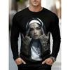 Herren 3D-Druck Crew-Neck Langarm-T-Shirt Mode Vielseitig Trend Atmungsaktiv Lässig