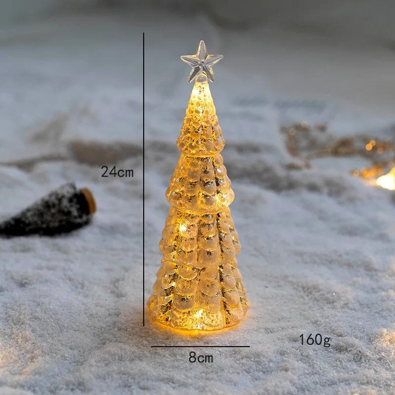 Christmas Ornament Decoration Glass Christmas Tree Home Desktop Ornament Luminous Night Light Ins Decoration Christmas Gifts