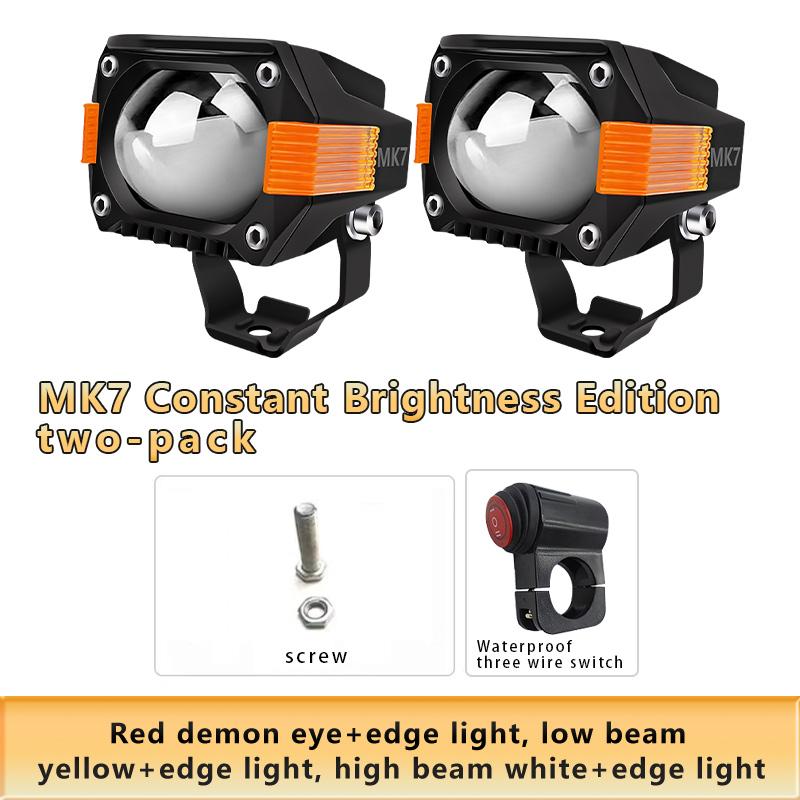 LED Motorcycle Auxiliary Spotlights Hi/Low Beams With Red Devil Eyes Driving Fog Lights for Truck Golf Cart SUV ATV 4X4 12V 24V