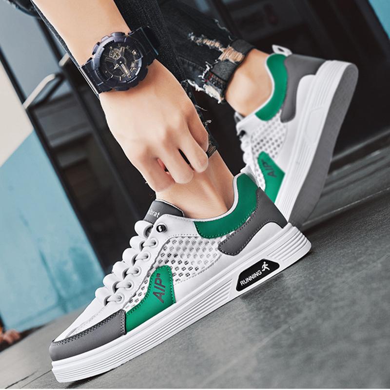 Fashion Lace Up Lightweight Gym Shoes Men Sneakers Summer Mesh Breathable Sports Running Shoes Versatile Casual Sports Shoes