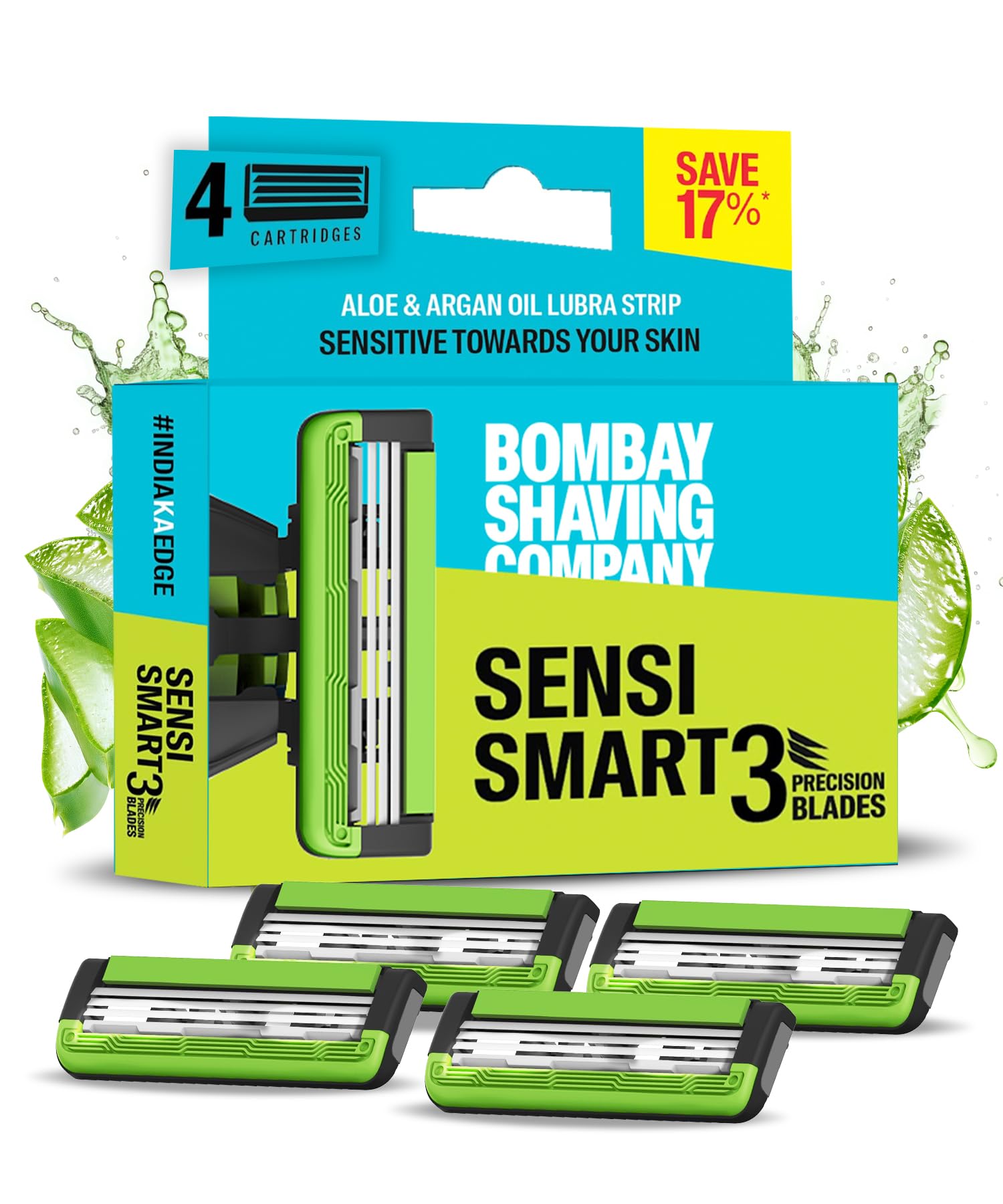 Bombay Shaving Company Sensi Smart 3 Картридж для бритья | Упаковка из 4 лезвий