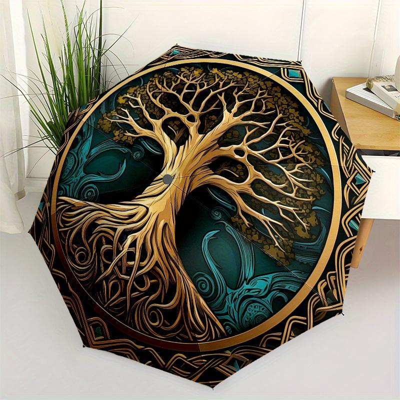 

Tree of Life Wall Art: Nature s Wisdom in Every Branch Umbrella, Cute Umbrella with Cute Design, Portable 3-Fold Compact Umbrella for Men & Women, Val