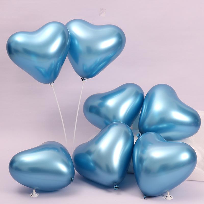 

50Pcs / Bag Metal Chromium Balloons Thickened Heart Love Metallic Gold Latex Helium Balloon Wedding Birthday Christmas Decor 1bag-50pcs синій