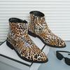New Autumn Men's Formal Business Leather Boots Leopard Print High-top Martin Boots Zipper Large Size Fashion Casual Boots
