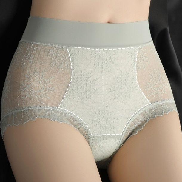 3pcs Women's Plus-Size High-Waisted Lace Tummy Control Pants Thin Sexy Breathable Abdomen-Slimming Butt Lifting Silk-Infused Triangle Panties