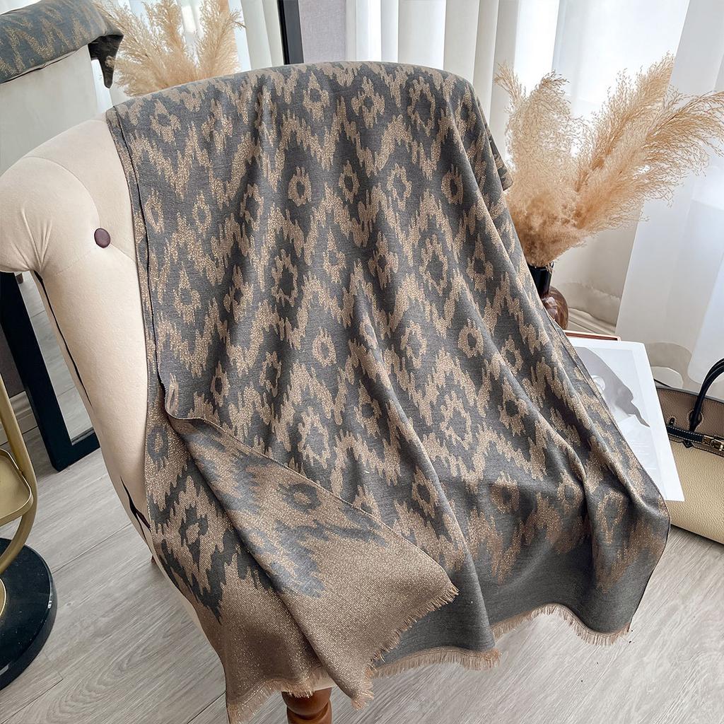 Ethnic Style Color Matching Style Fashion Going Out Imitation Cashmere Warm Shawl Cape Scarf Women'S Scarf