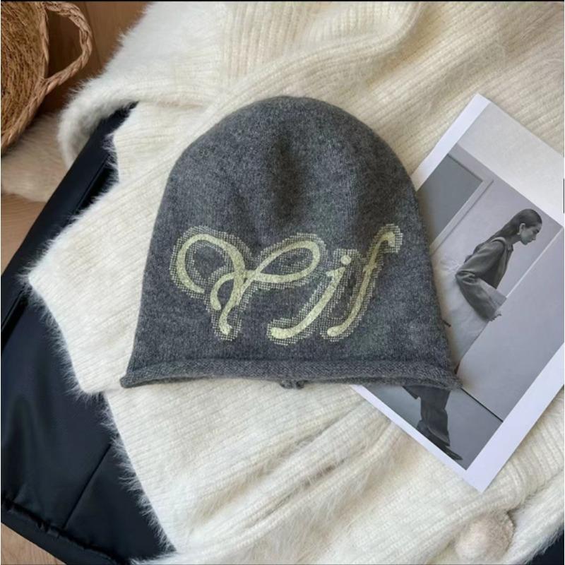 

Вязаная шапка-бини для женщин на осень и зиму, свободная, для большого обхвата головы, черная, теплая, японская, универсальная, подчеркивающая лицо, маленькая шапка-балаклава M（56-58cm）