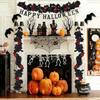 Halloween Schwarzer Ahorn Rosenkette, 65,98 Zoll Seiden-Feiertagsverzierung für Türrahmen, Regal und Heimdekoration Innenbereich
