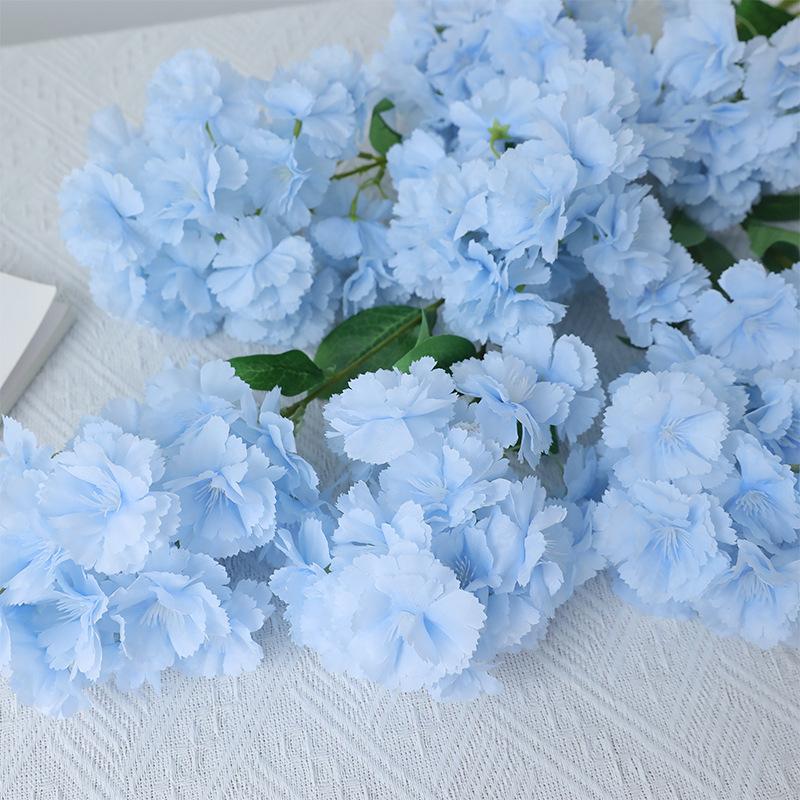 2 Forks Artificial Hydrangeas Flower With Stems DIY For Wedding Party Home Decor Outdoor Bouquet Flowers White Blue Plants Decor