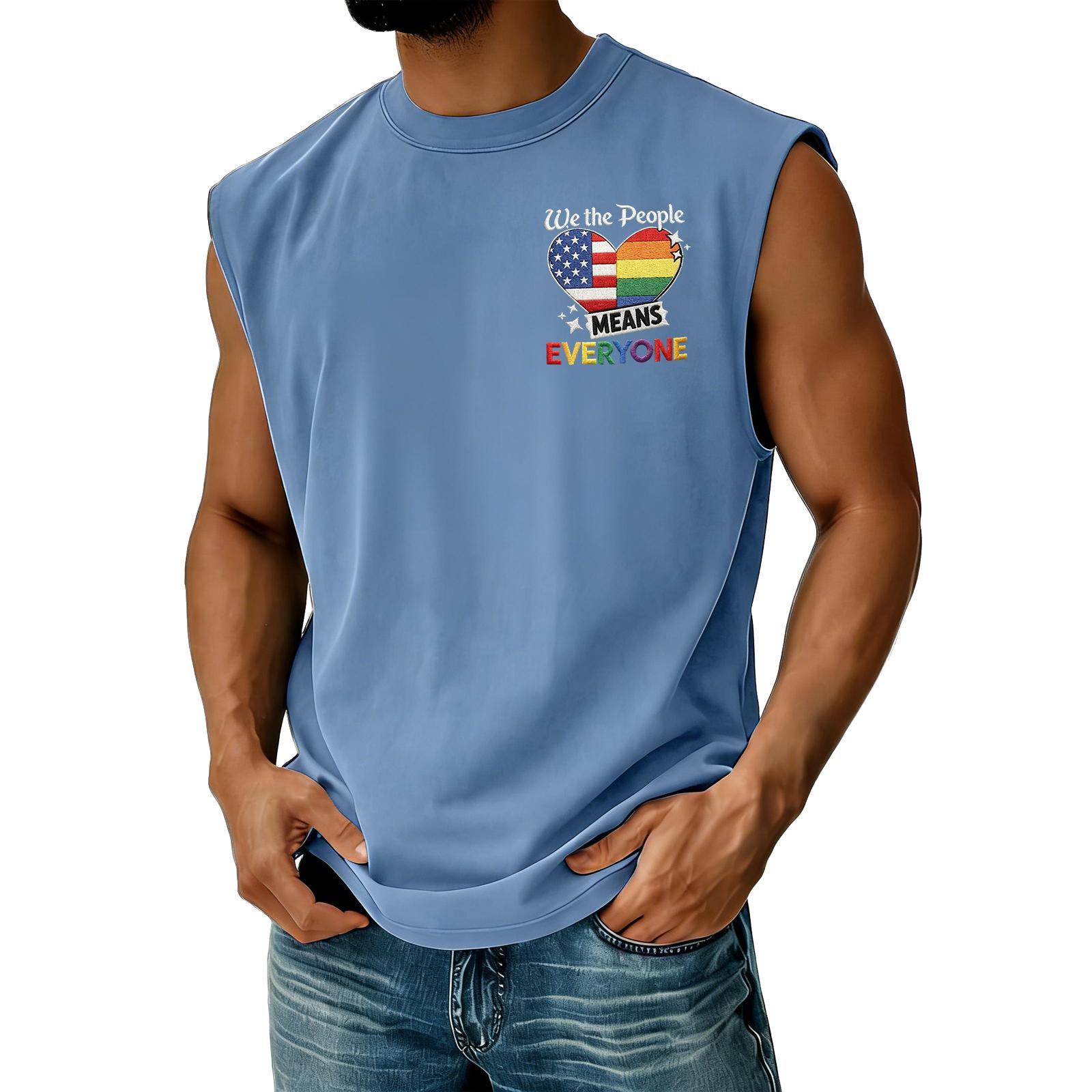 

Men Sleeveless Casual Tank Top Crew Neck Printed Graphic Cotton Blend Muscle Fit Summer Shirt XXL