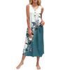 Women's Summer Floral Print Dress Sleeveless Button Down Casual Loose Long Beach Sundress