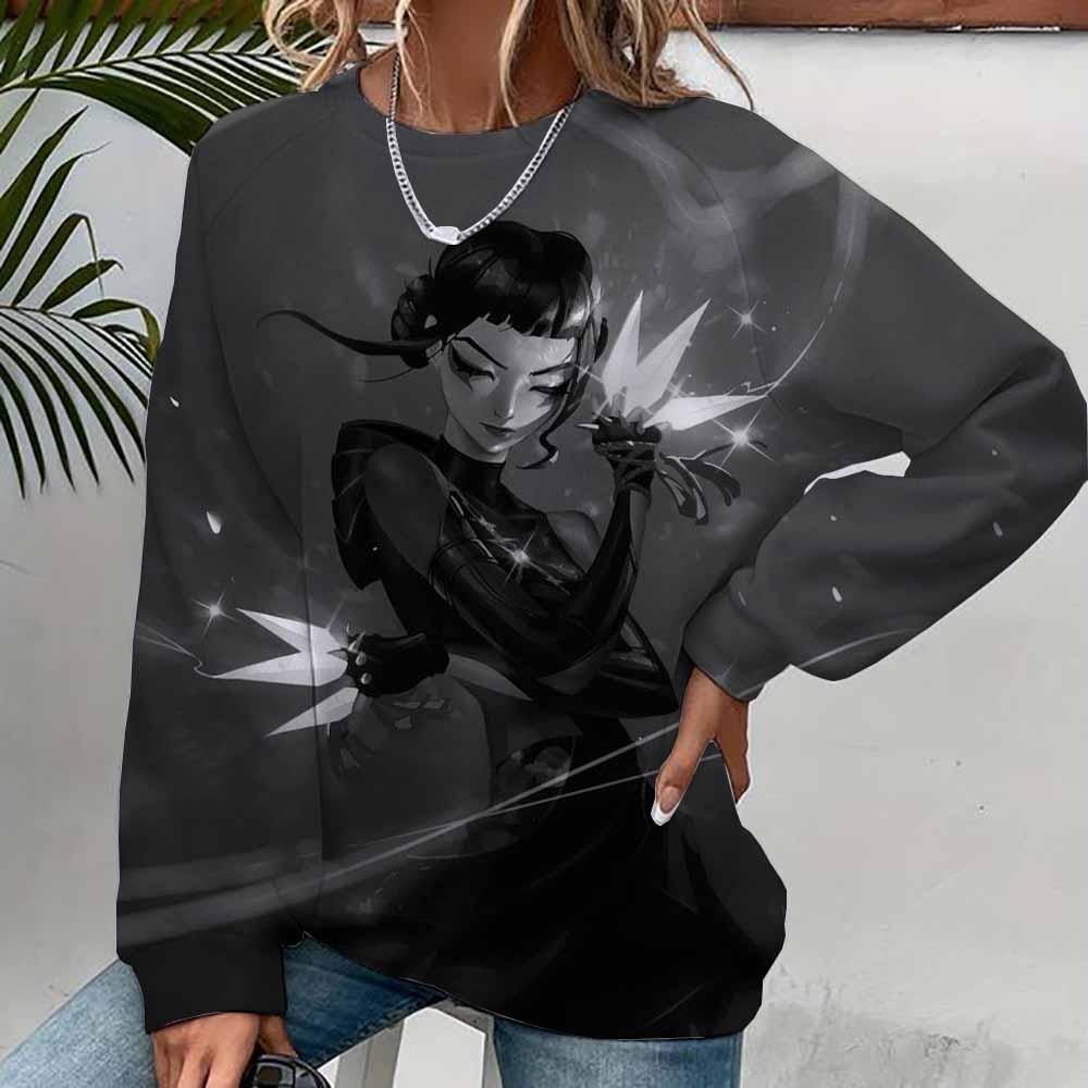 New Fashion Long Sleeve Round Neck Anime K-Pop Demon Hunters Printed Street Wear Women Loose Comfortable Long Sleeved Pullover