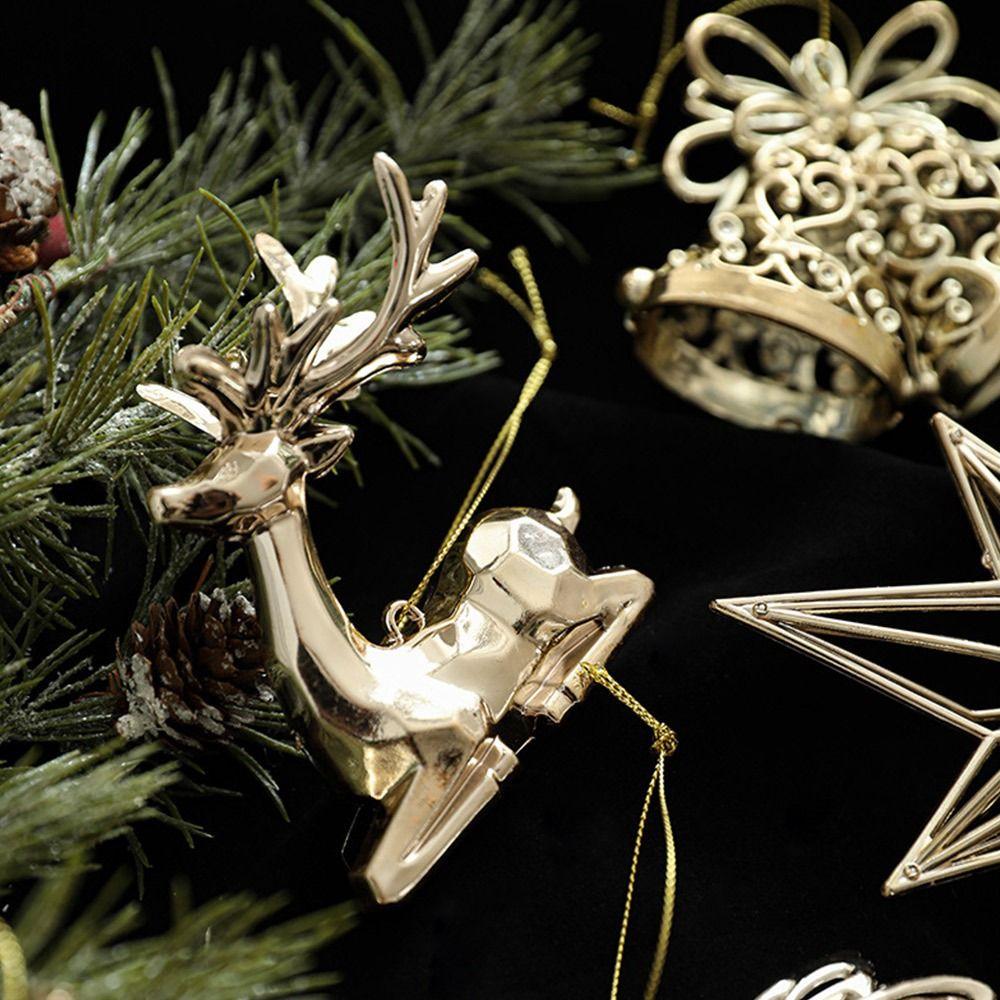 Plastic Xmas Ornament Ball Gold Christmas Tree Ornament Christmas Hanging Decoration  Scene Making