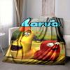 1Pc Larva Adventure Nature Flannel Blanket, Soft And Comfortable, Casual Warm, Camping Travel, Christmas, Halloween Xmas Gift N1204