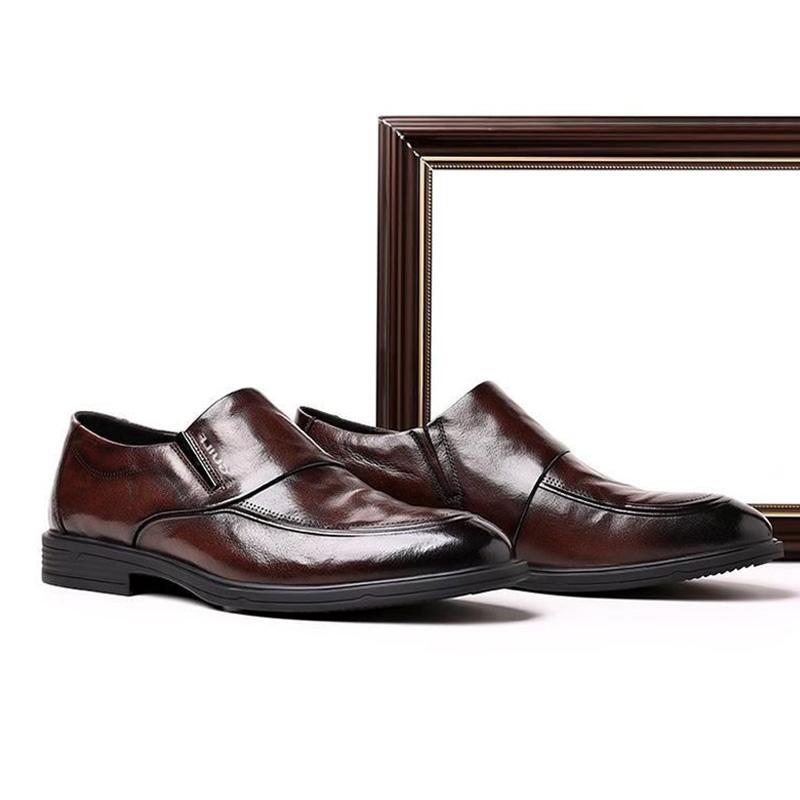 Soft Leather Shoes Mens Business Casual Shoes Slip-on Black Brown Loafers Shoes Flat Comfortable Brand Male Footwear