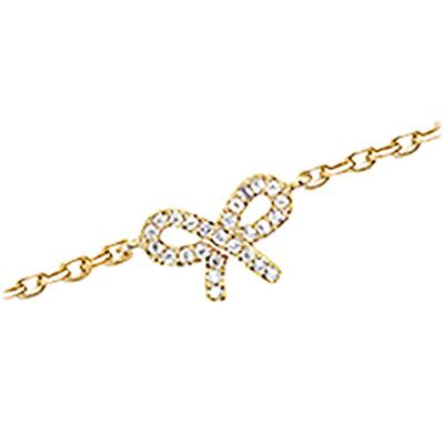 [K9109] - Gold Plated Anklet 'Romantic Knot' White Gold - 10x6 Mm