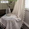 Boho Sheer Lace Curtains with Tassels Vintage Crochet Hollow Out Rod Pocket Window Drapes for Farmhouse Bedroom Living Room