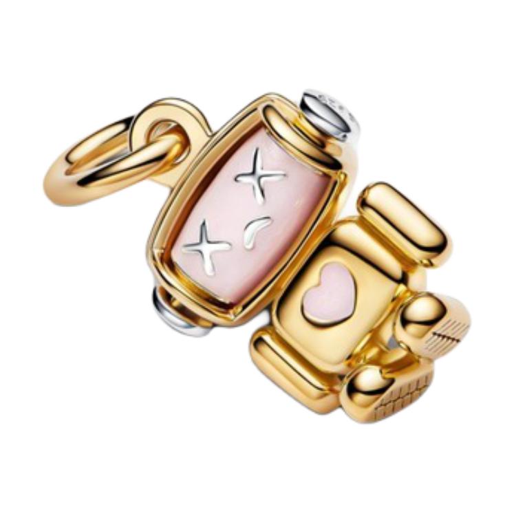 Pandora Brand Logo Sterling Silver Pendant Women pendant Gold 763441C01 Box