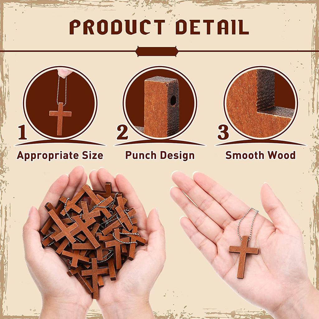 10/20/30/40pcs Home Decoration Handmade Accessory Scrapbooks Craft DIY Natural Wooden Christian Cross Pattern Ornamentation