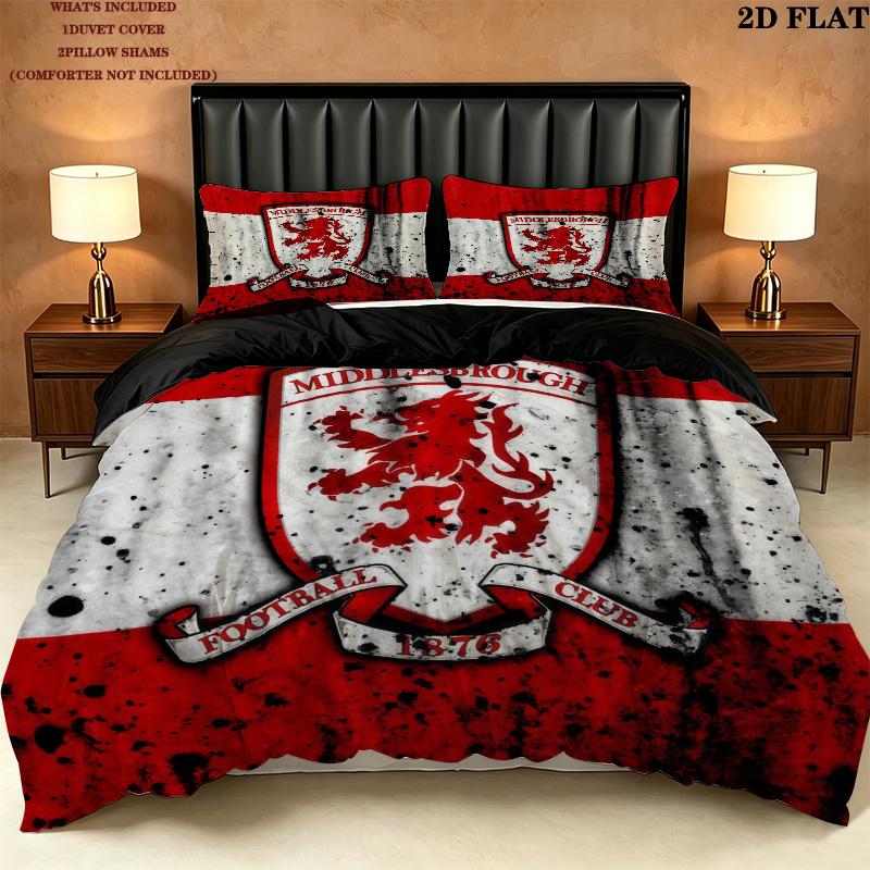 Middlesbrough Bedding Quilt Set Quilt Cover Pillowcase Home Decoration Birthday Gift (1 * duvet cover + 2 * pillowcase, without core)