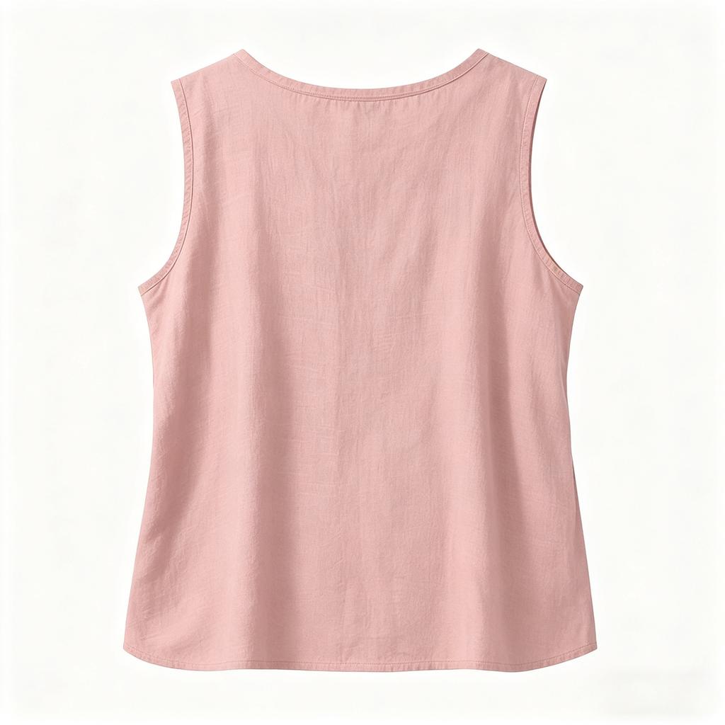 Canottiere Casual da Donna in Cotone e Lino Senza Maniche