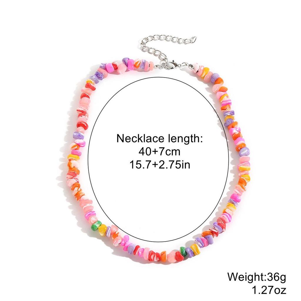 European & American Bohemian Colored Gravel Natural Stone Necklace for Women - Summer Jewelry