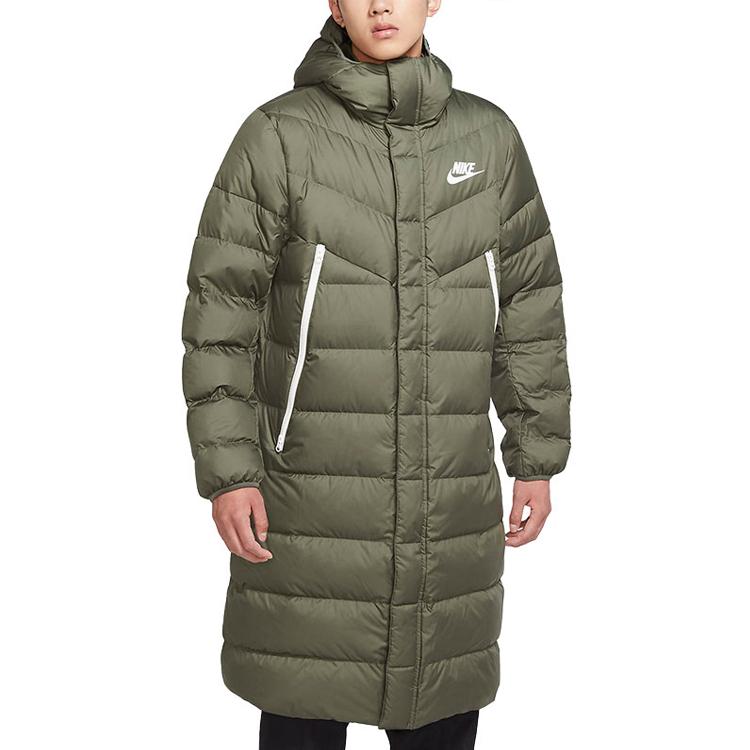 Nike Casual Mid-Length Hooded Down Jacket Men Outerwear Green CU0281-380