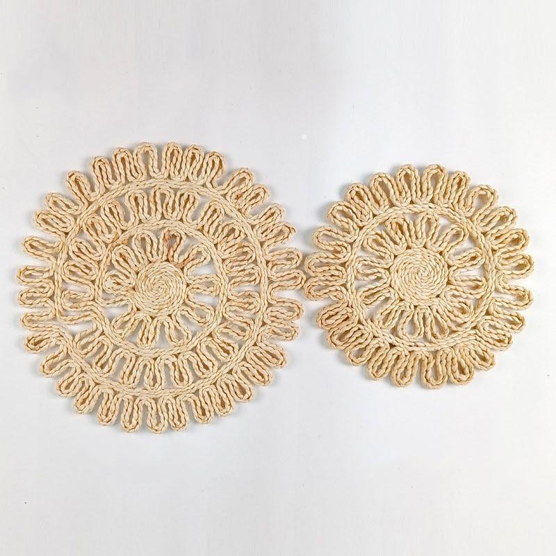 15" New Pastoral Style Grass Woven Flower Mats Hand Woven Corn Skin Meal Mats Home Thickened Insulation Pad Homestay Mat
